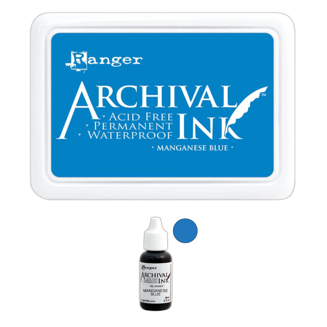 Manganese Blue Archival Ink Pad + Refill Combo