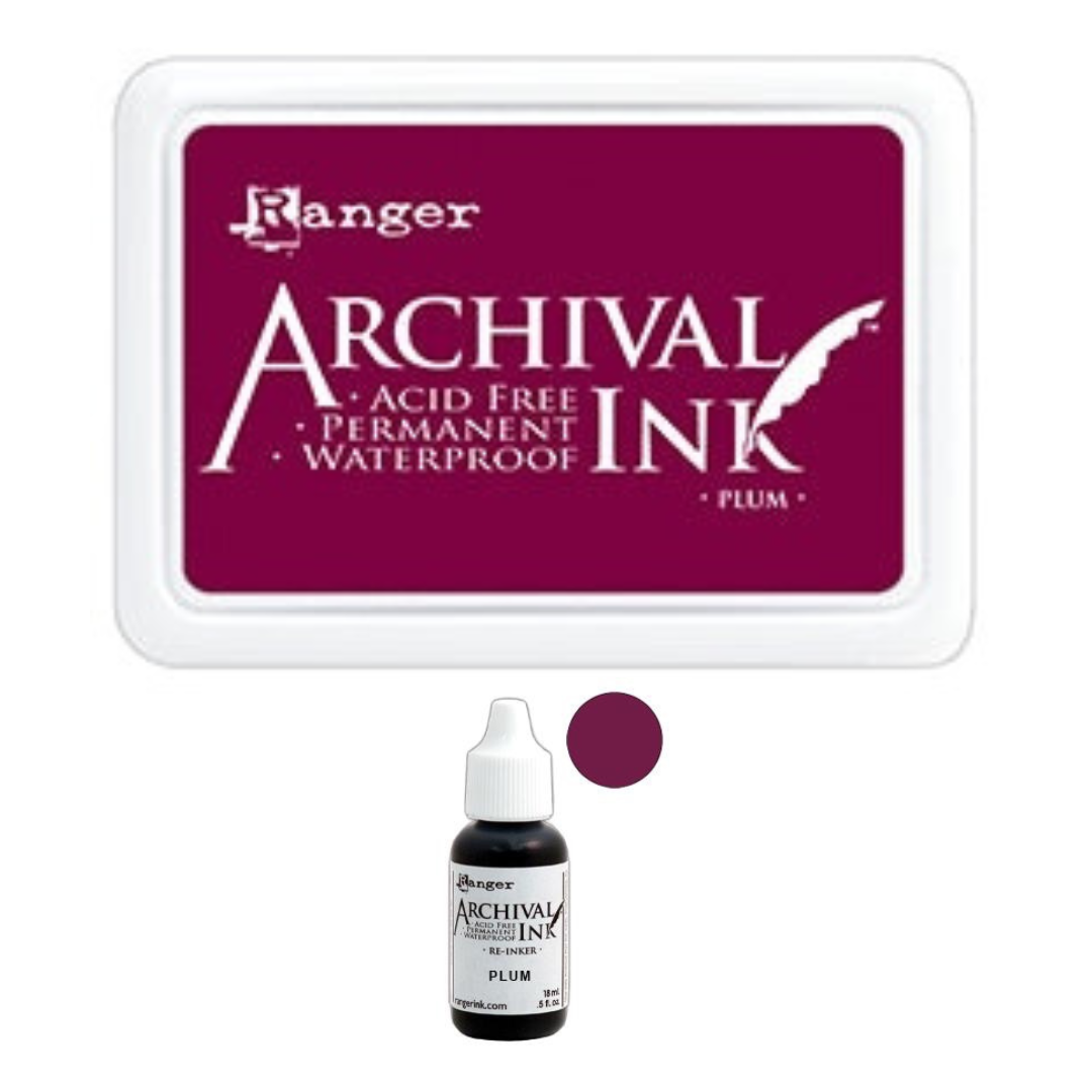 Plum Archival Ink Pad + Refill Combo