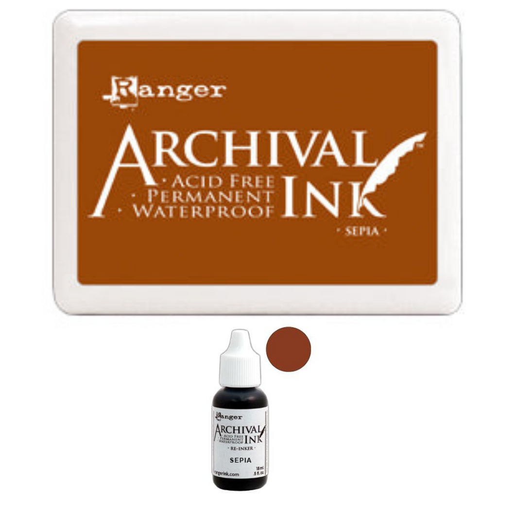 Sepia Archival Ink Pad + Refill Combo