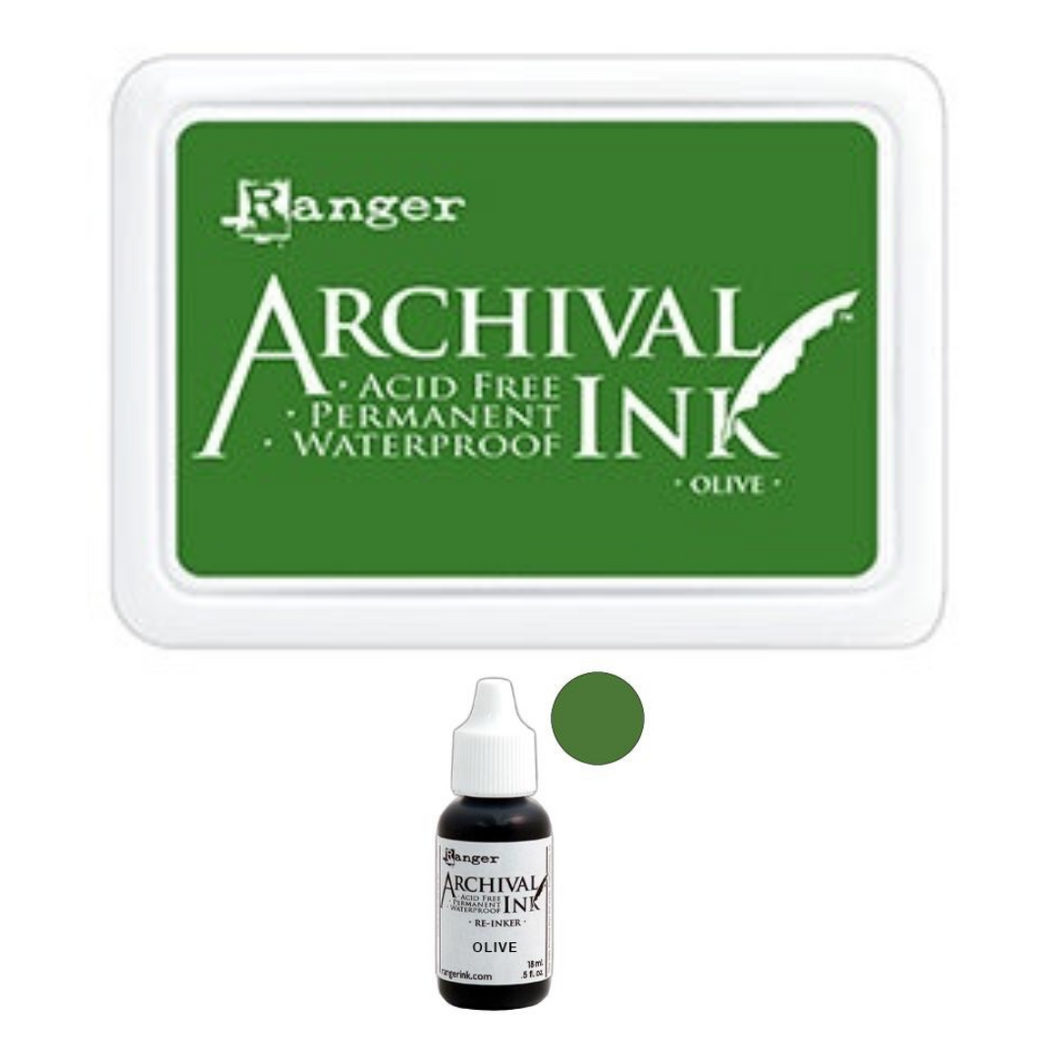 Olive Archival Ink Pad + Refill Combo
