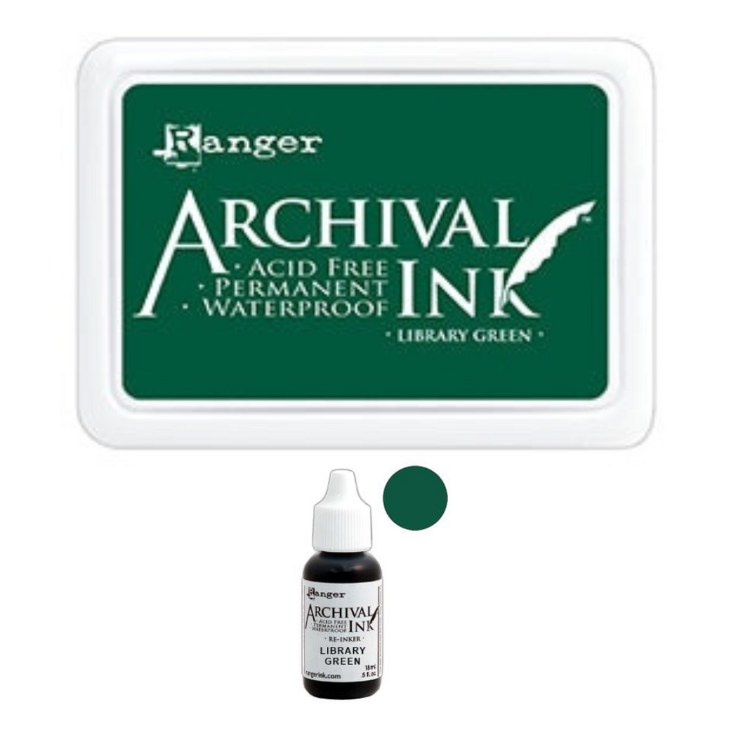 Library Green Archival Ink Pad + Refill Combo