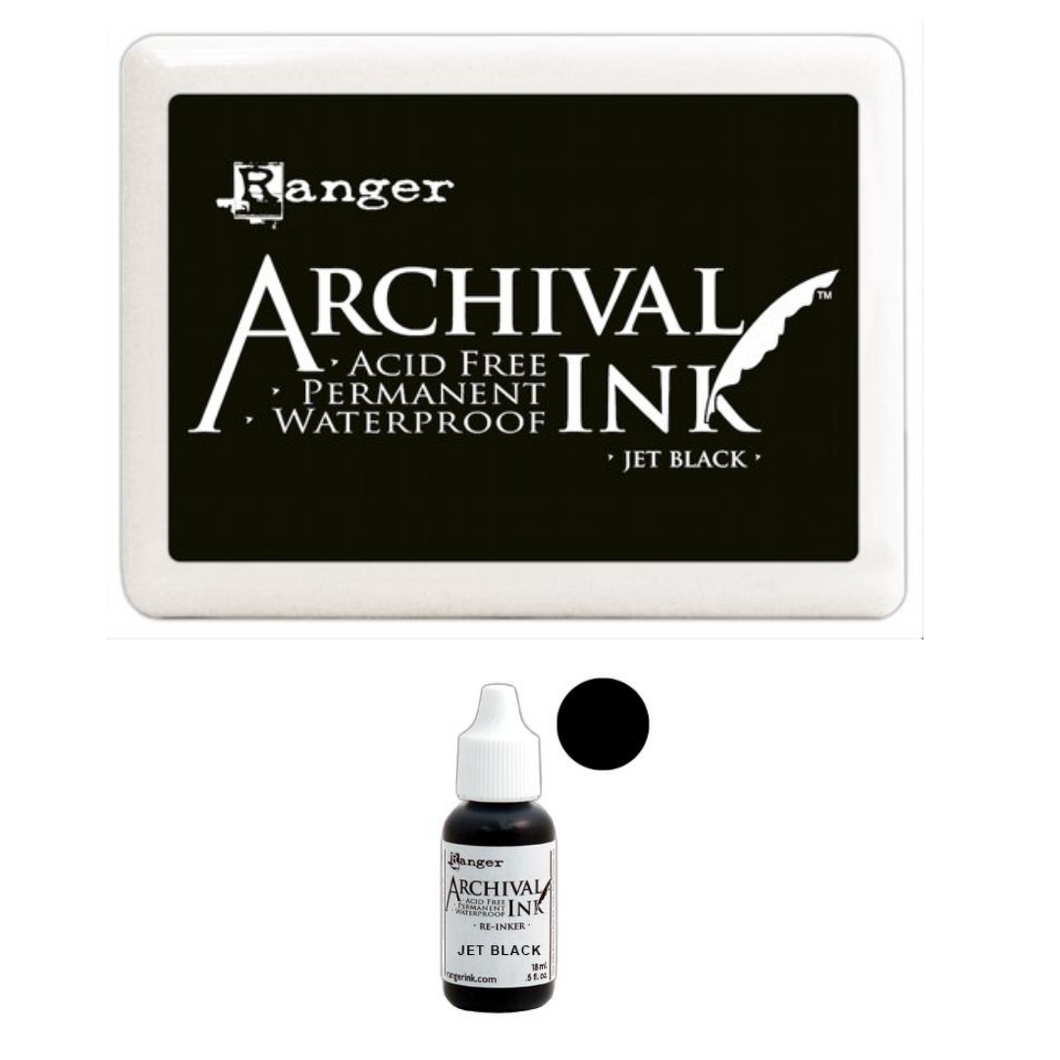 Jet Black Archival Combo Ink Pad + Refill Ink Bottle